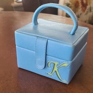 Jewelry box monogram K light blue and green plaid interior❤️